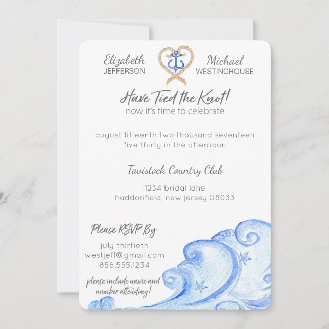 Nautical Post Wedding Party Invitation (Front)