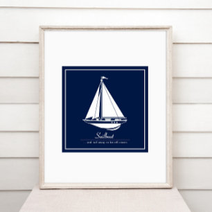 Nautical Poster with Sailboat - Customize Text
