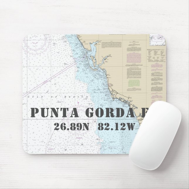 Nautical Punta Gorda Florida Latitude Longitude Mouse Pad (With Mouse)