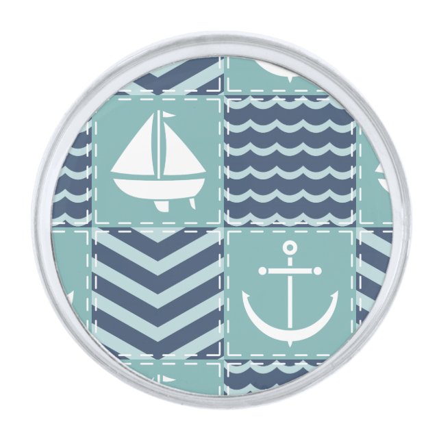 Nautical Quilt Lapel Pin (Front)