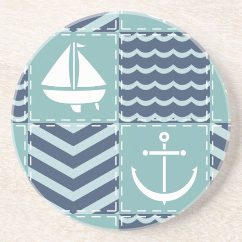 Nautical Quilt Sandstone Coaster