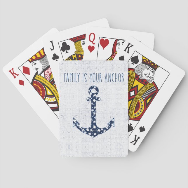 Nautical Quote | Family Is Your Anchor Poker Cards (Back)