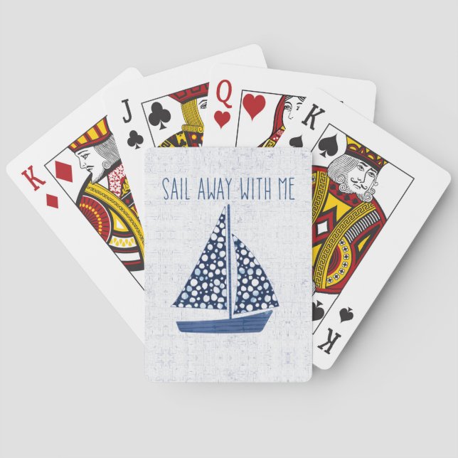 Nautical Quote | Sail Away With Me Poker Cards (Back)