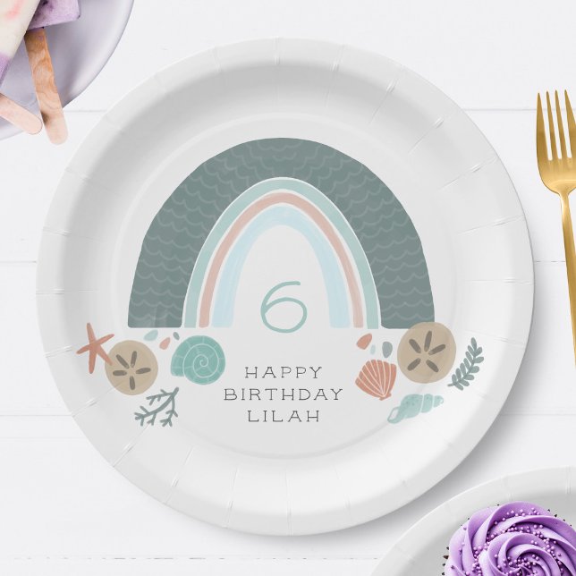 Nautical Rainbow Under The Sea Birthday Party Paper Plates (Creator Uploaded)
