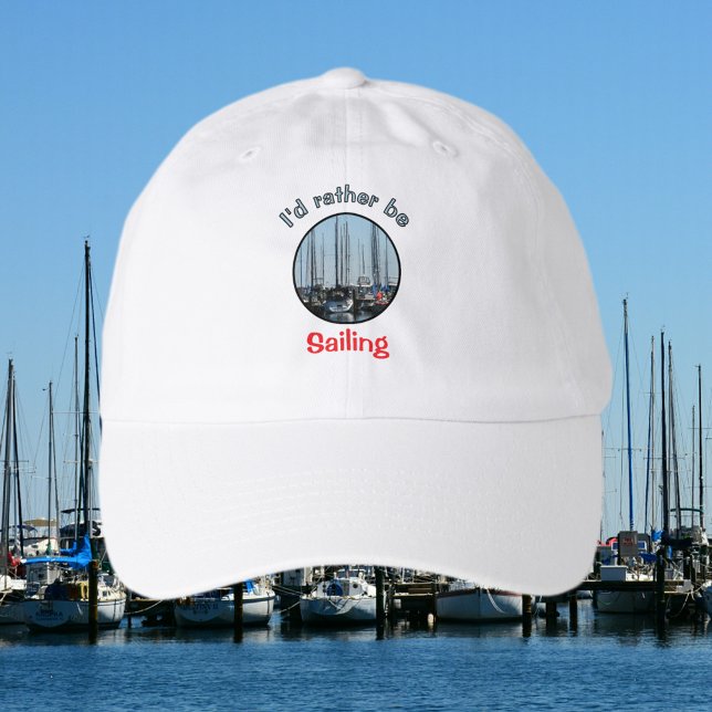 Nautical Rather be Sailing Photo Sailboat Hat (Creator Uploaded)
