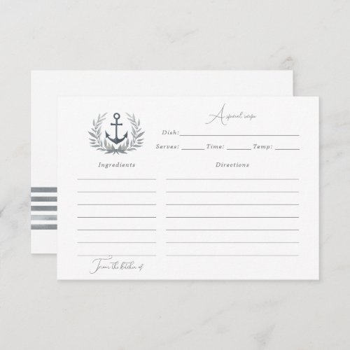 Nautical recipe card