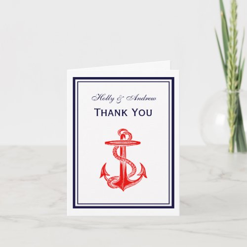 Nautical Red Anchor Navy Framed 2V Thank You