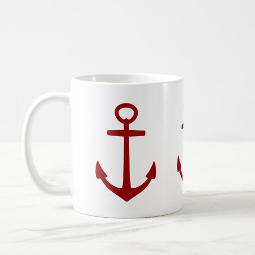 Nautical Red Anchor on White Coffee Mug