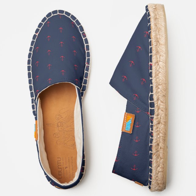 Nautical red anchor pattern minimalist elegant espadrilles (Side)
