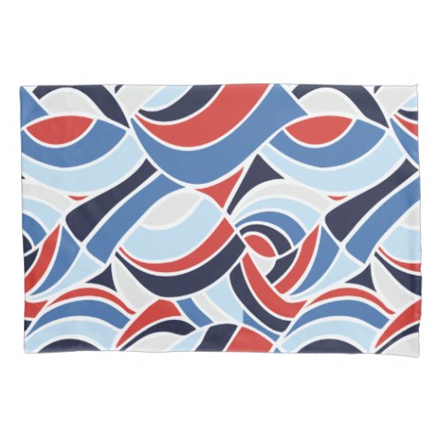 Nautical Red and Blue Abstract Design Pillowcase