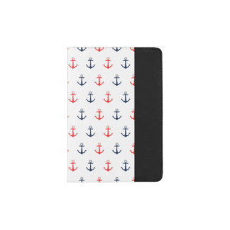 Nautical Red and Blue Anchor Passport Holder