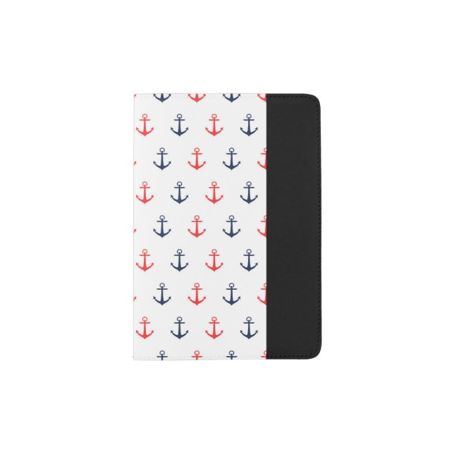Nautical Red and Blue Anchor Passport Holder (Front)