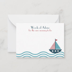 Nautical red and blue boat BABY SHOWER BIRTHDAY Advice Card