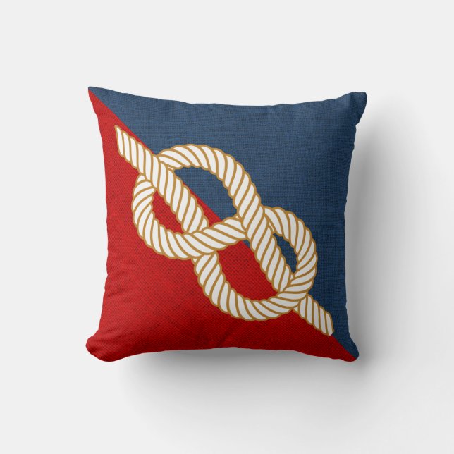Nautical Red and Blue Pillow (Front)