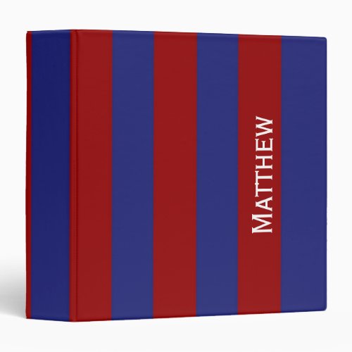 Nautical Red and Blue Stripe Personalized Binder