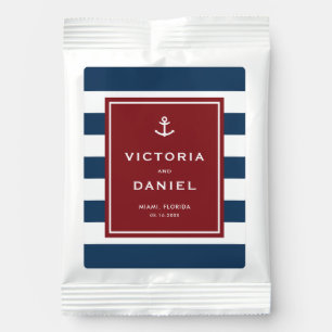 Nautical Red and Blue Stripes Personalized Wedding Margarita Drink Mix
