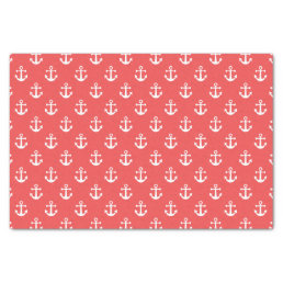 Nautical Red and White Anchor Pattern Tissue Paper