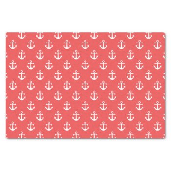 Nautical Red And White Anchor Pattern Tissue Paper by cardeddesigns at Zazzle