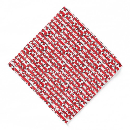 Nautical Red and White Beach Lifebelts Lifeguard Bandana