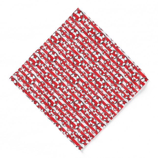 Nautical Red and White Beach Lifebelts Lifeguard Bandana (Front)