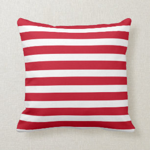 Nautical Red and White Stripe Coastal Throw Pillow
