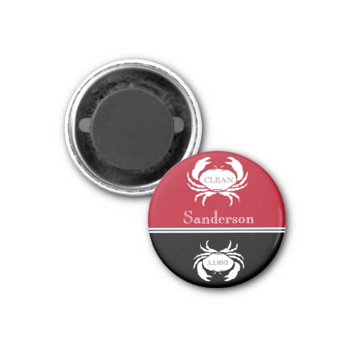 Nautical red black white dishwasher clean dirty ma magnet