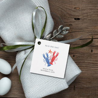 Nautical Red Blue Lobster favor tag