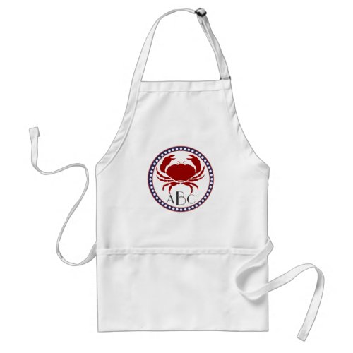 Nautical red crab and monogram adult apron