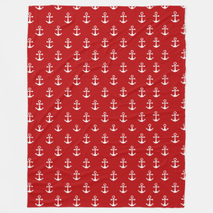 Nautical Red  Fleece Blanket
