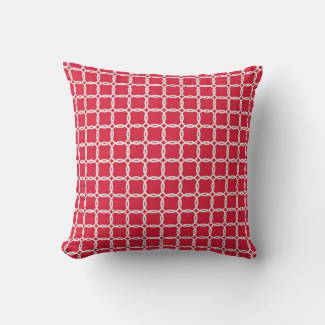 Nautical Red Knots Throw Pillow (Front)