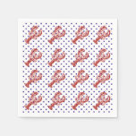 Nautical Red Lobster &amp; Blue Dots Paper Napkins