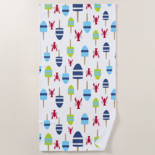 Nautical Red Lobster Buoy Fun Summer Beach House Towel