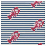 Nautical Red Lobster Monogram Blue White Stripe Fabric