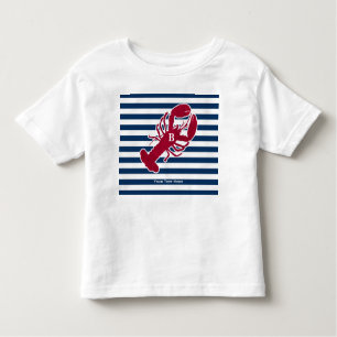 Nautical Red Lobster Monogram Blue White Stripe Toddler T-shirt