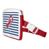Nautical Red Lobster Monogram Blue White Stripe Waist Bag (Angled)