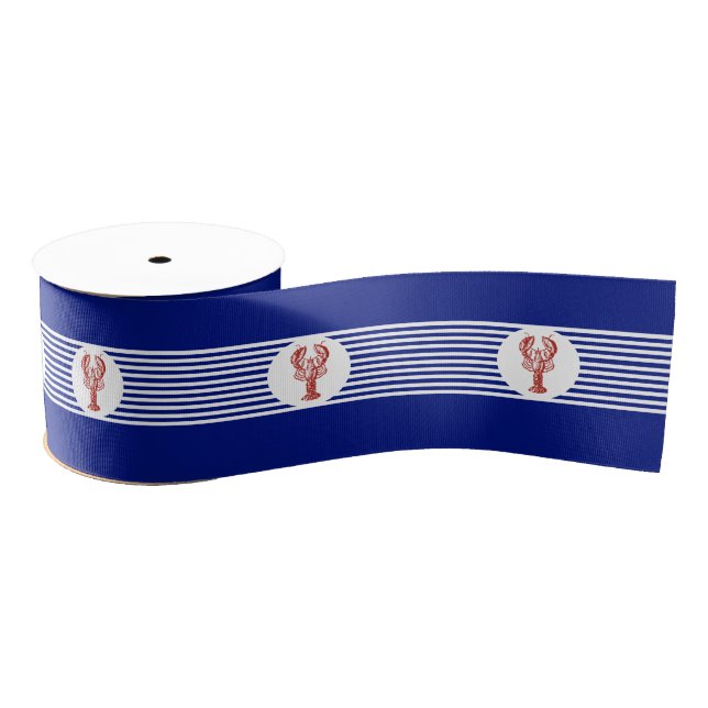 Nautical Red Lobster & Stripes Grosgrain Ribbon (Spool)