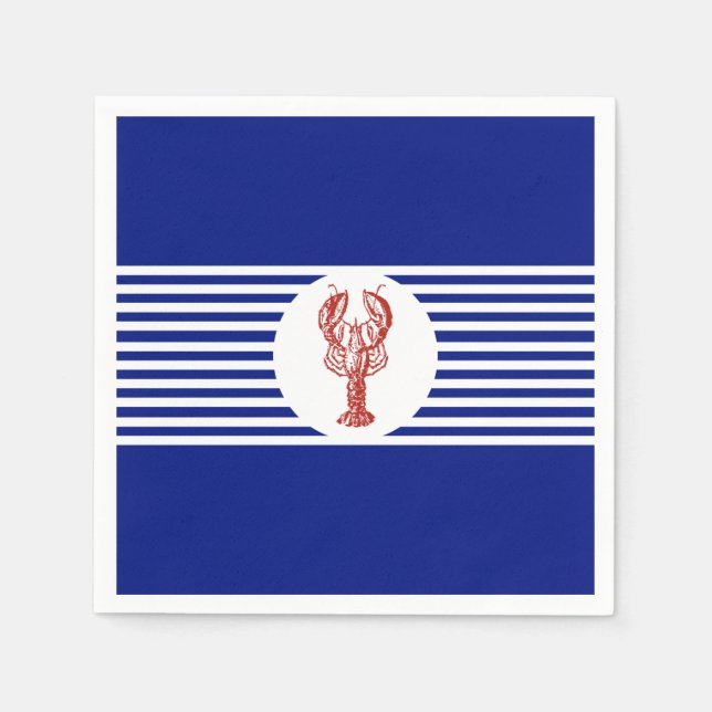 Nautical Red Lobster & Stripes Napkins (Front)