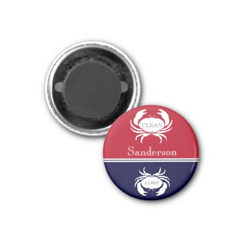 Nautical red navy blue dishwasher clean dirty  mag magnet