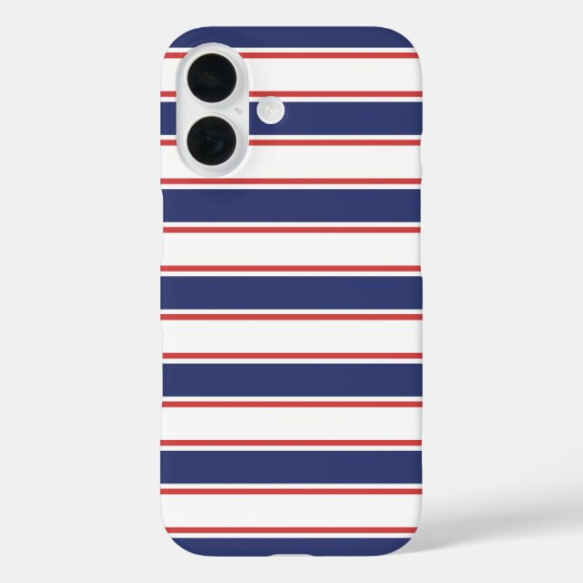 Nautical Red & Navy Blue Stripes Case-Mate iPhone Case (Back)