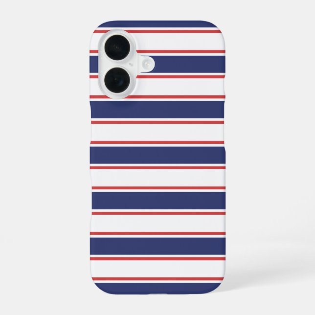Nautical Red & Navy Blue Stripes Iphone Case (Back)