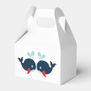Nautical Red & Navy Blue Whales Wedding / Party Favor Boxes