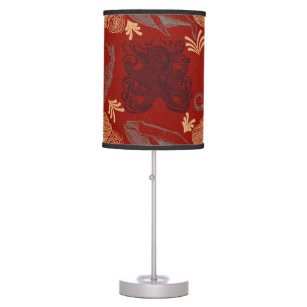 Nautical Red Octopus Sea Monster Illustration Table Lamp