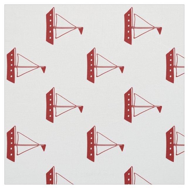 Nautical Red Sailboats on White Fabric (Swatch)