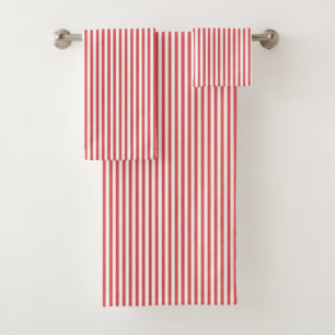 Nautical Red Stripes Bath Towel Set