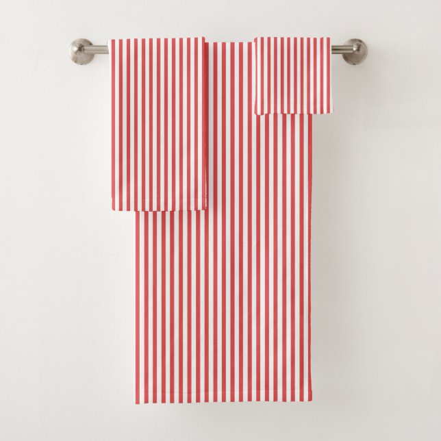 Nautical Red Stripes Bath Towel Set (Insitu)
