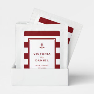 Nautical Red Stripes Personalized Wedding Tea Bag Drink Mix