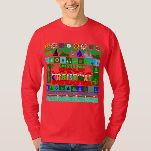 Nautical Red Ugly Christmas Sweater for Sailors