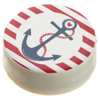 Nautical Red White Anchor Boy Baby Shower Chocolate Covered Oreo