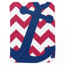 Nautical Red White and Blue Chevron Anchor Baby Blanket