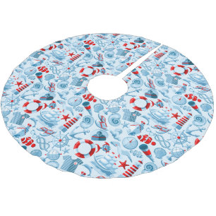 Nautical Red White And Blue Pattern Brushed Polyester Tree Skirt
